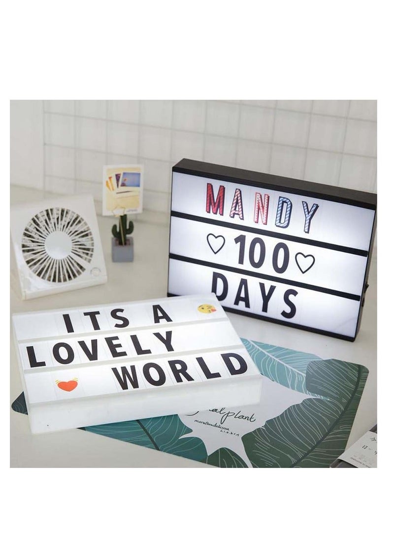 A4 Cinematic Light Box, LED Lightbox with Letters & Symbols & Patterns & USB Cable, Light Up Signs Message Box, DIY Light Up Gifts for Wedding, Anniversary, Birthday, Party, Store Sign