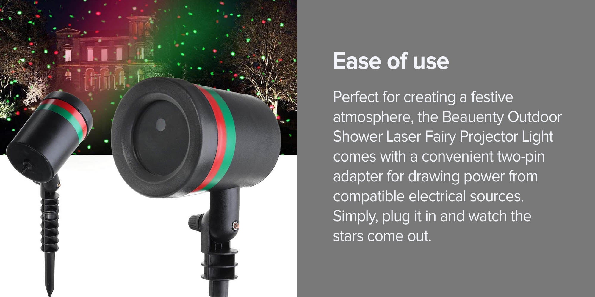 Outdoor Shower Laser Fairy Projector Light Black 37.5x13.2x37.5cm