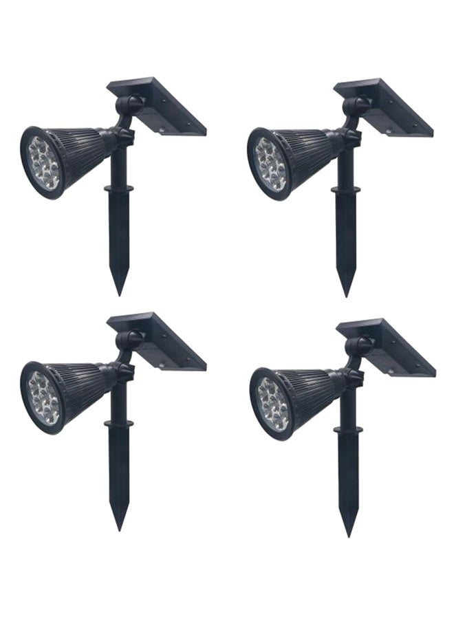 4-Piece 7 LED Solar RGB Spot Light Set Black/Grey 8 x 8cm