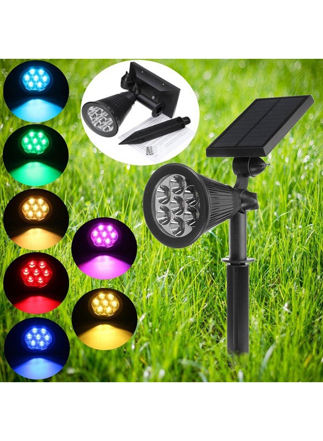 4-Piece 7 LED Solar RGB Spot Light Set Black/Grey 8 x 8cm