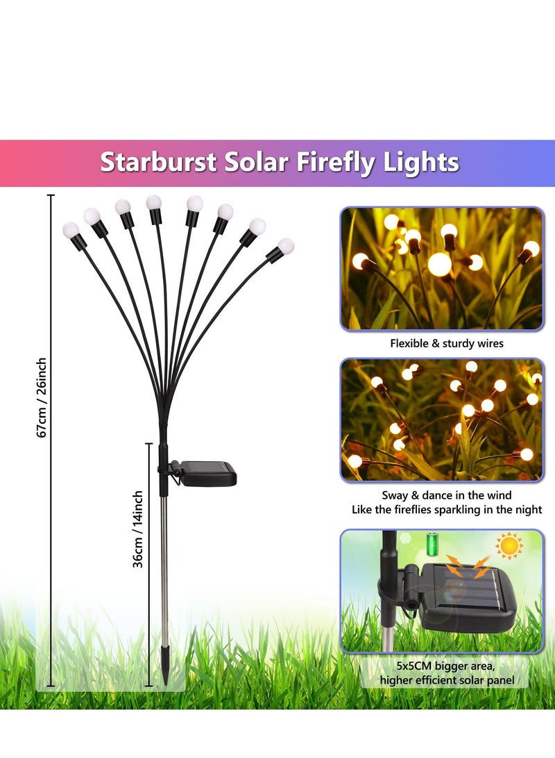 COOLBABY Hard Thorn Solar Firefly Lights 4 packs of 8 LED Solar Swing Lights Solar Garden Lights Waterproof Solar Firefly Lights Outdoor Solar Garden Decorative Lights