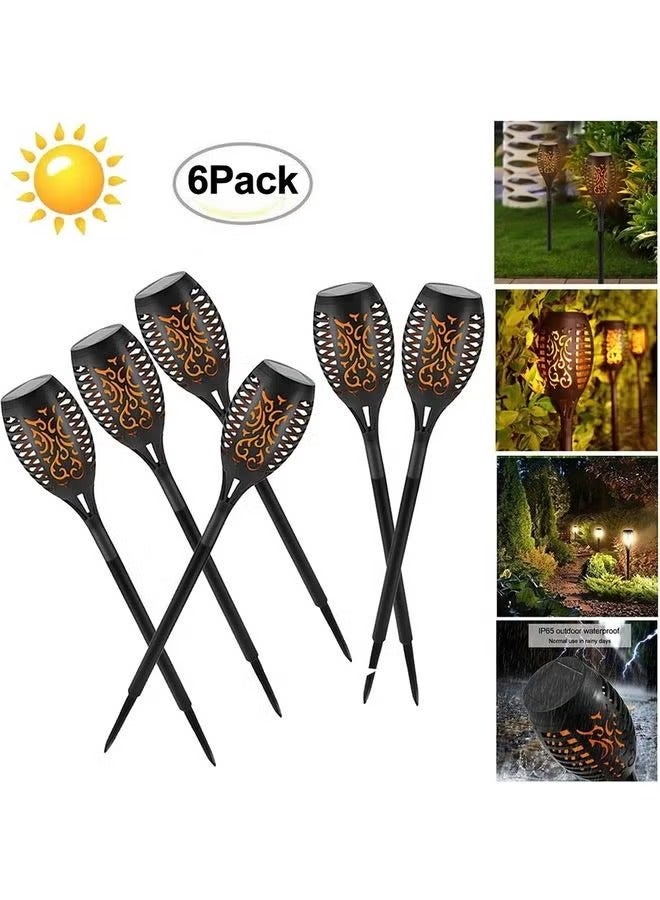 6-Piece LED Solar Garden Light Black