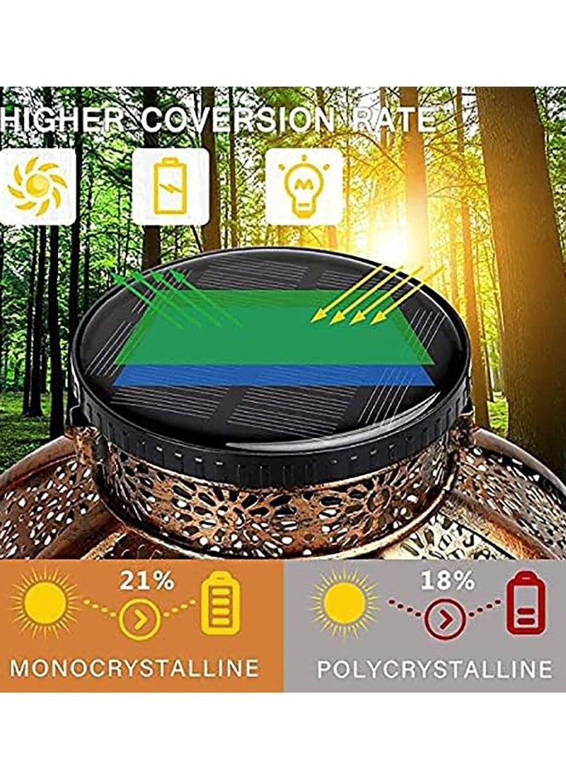 Solar Light, Outdoor Solar Lantern, Decorative Metal Chandelier Night Light, LED Hanging Lanterns Solar Powered with Handle, Pattern Projection Lamp for Garden Yard Lawn Decor(B)