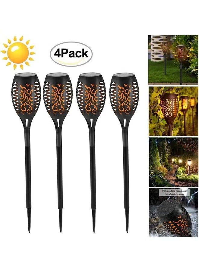 4-Piece LED Solar Garden Light Black