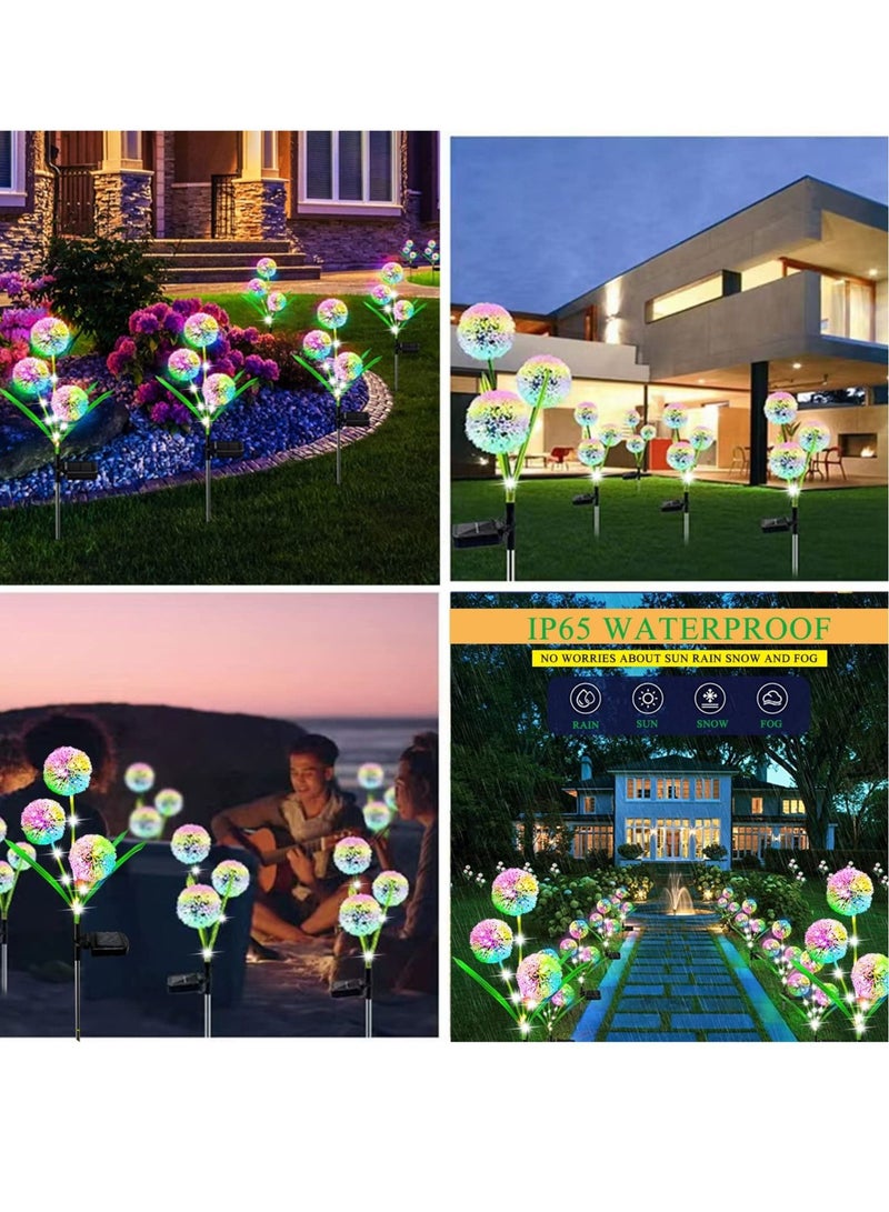 Solar Lights Outdoor Garden Decor 2 Pack Upgraded Dandelion Design with 36 Colorful LEDs Illuminate Your Path Waterproof