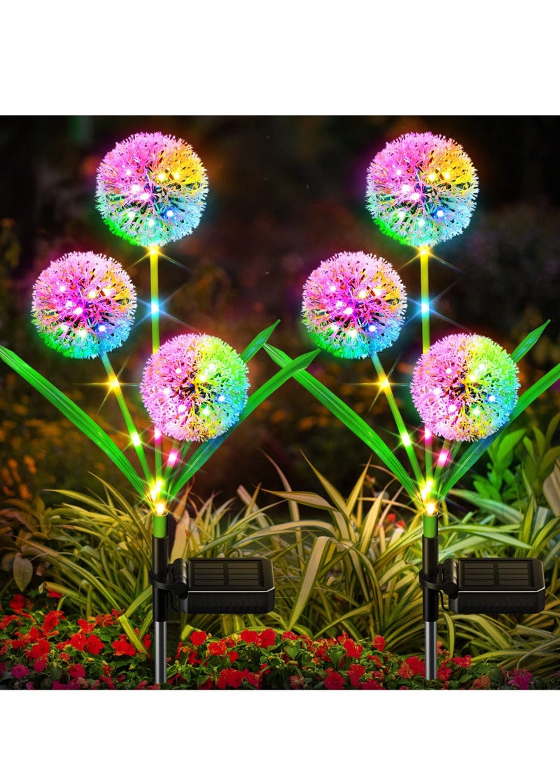 Solar Lights Outdoor Garden Decor 2 Pack Upgraded Dandelion Design with 36 Colorful LEDs Illuminate Your Path Waterproof