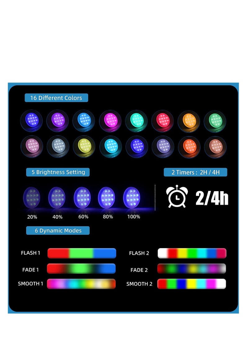 Submersible Pool Lights, Rechargeable Light with Remote, IP68 Waterproof LED Floating Lights 16 Color Changing, for Above Ground Inground Pools, Party, Bathtubs Decor, 1 Pcs