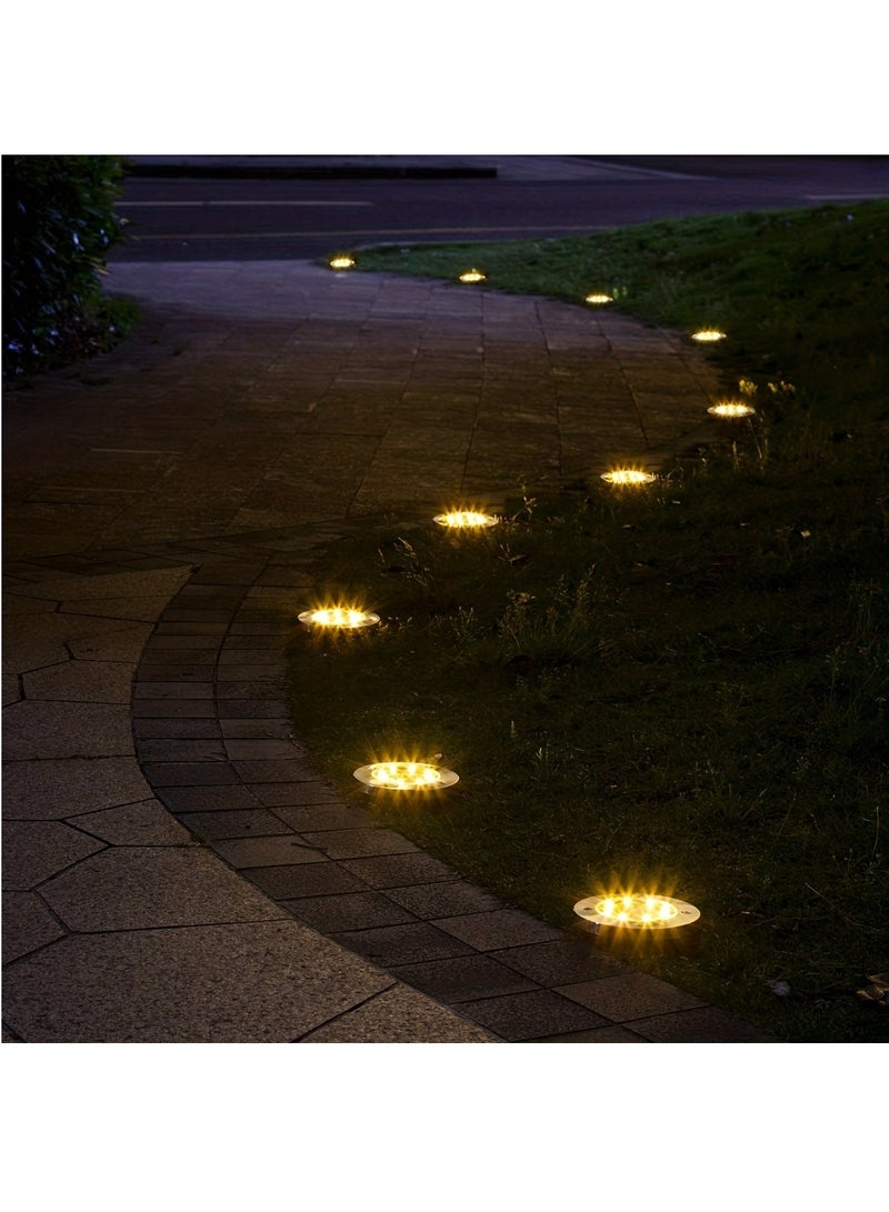 8 Pcs Premium Solar LED Ground Spot Lights - Durable Waterproof Outdoor Lighting - Bright Landscape Lamps for Garden Pathway, Yard - Eco-Friendly, Rust-Resistant Waterproof IP65 (White light)