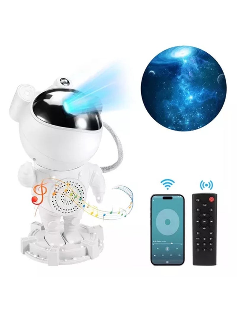 Night Light with Speaker 360°Adjustable Design, Astronaut Nebula Galaxy Night Light Projector for Children Adults Baby Bedroom, Party Game Room