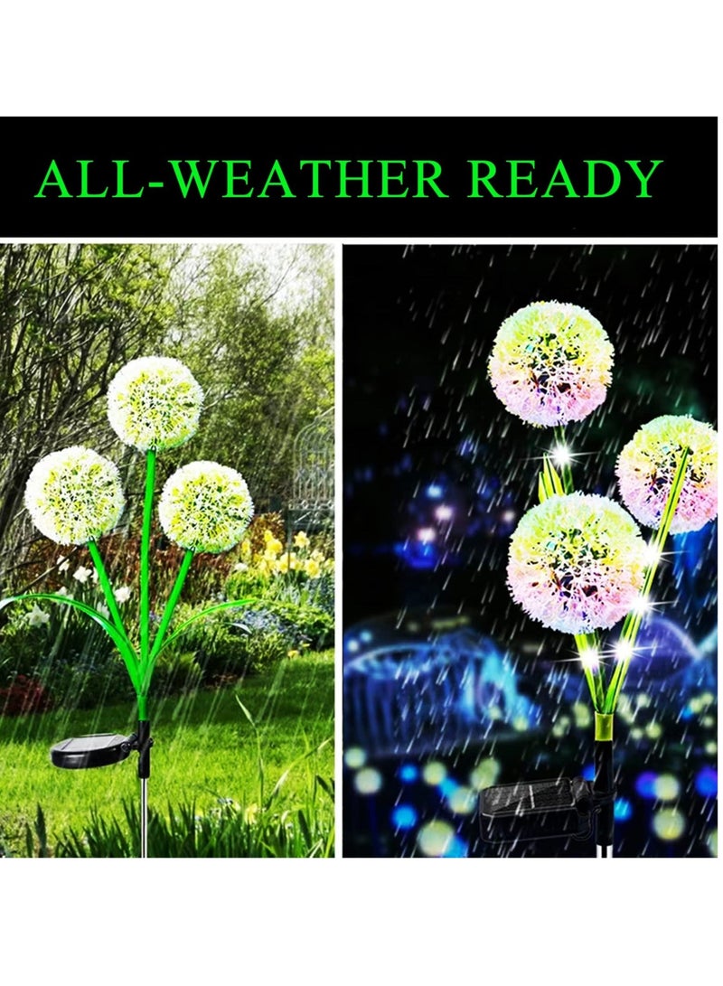 Solar Lights Outdoor Garden Decor 2 Pack Upgraded Dandelion Design with 36 Colorful LEDs Illuminate Your Garden with Solar Path Lights Waterproof