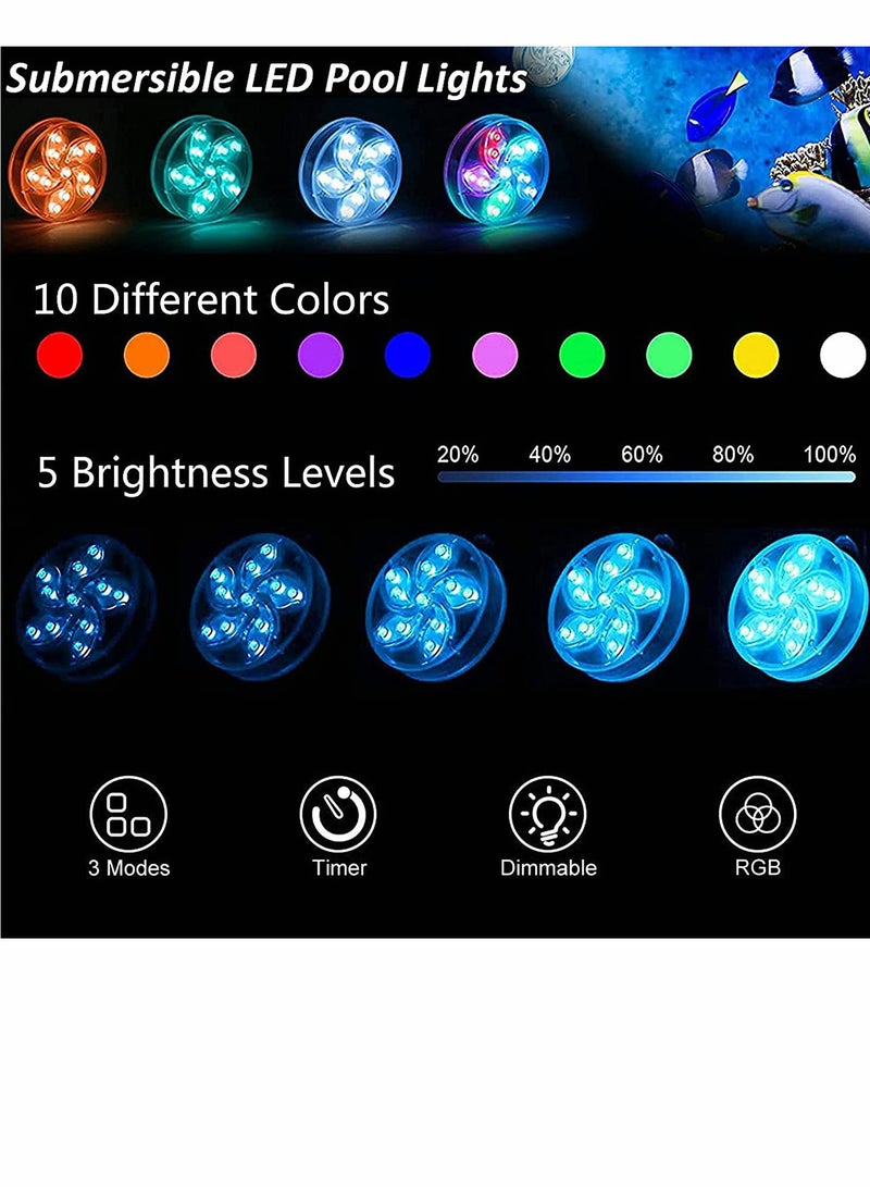 Underwater Pool Lights for Above Ground Pools, Floating Waterproof Magnetic Submersible LED Lights with Remote for Swimming Pool, Inground Pond, and Tub, Color Changing