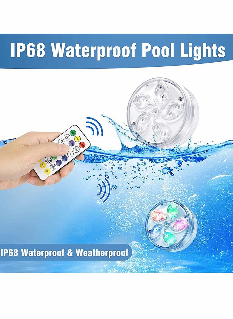 Underwater Pool Lights for Above Ground Pools, Floating Waterproof Magnetic Submersible LED Lights with Remote for Swimming Pool, Inground Pond, and Tub, Color Changing