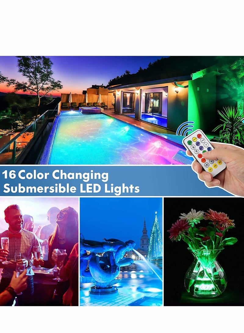 Underwater Pool Lights for Above Ground Pools, Floating Waterproof Magnetic Submersible LED Lights with Remote for Swimming Pool, Inground Pond, and Tub, Color Changing