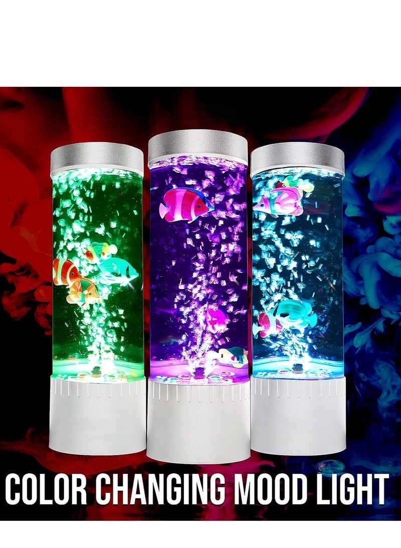 Bubble Fish Lava Lamp | Desktop Sensory LED Bubble Lamp | Color Changing Aquarium lamp | Artificial Fish Tank with Moving Fish, Sea Horse, Jellyfish | Gift for Kids, Adults, ADHD & Autism