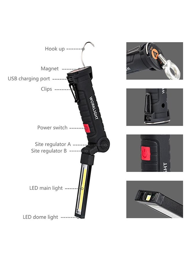 5-Mode Portable COB Torch Black 18cm