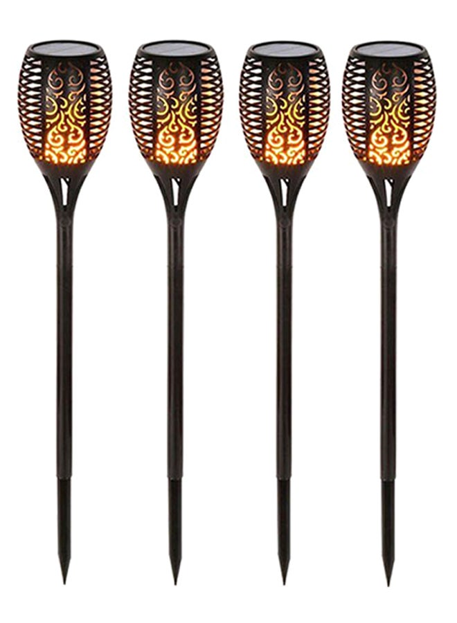 4-Piece Solar Powered Flame Lamp Torch Light Set Black 50centimeter