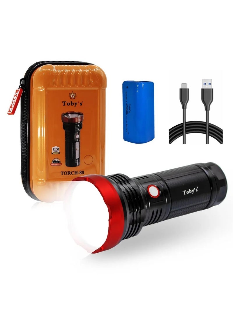 Toby's Rechargeable LED Flashlight - 2500 Meters Long Range - SST40 LED 2000 Lumen Bright Powerful Torch Light - High Strength Aluminium Alloy - Long Lasting Battery Life