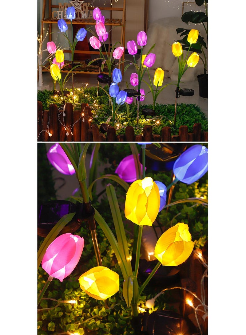 1 PCS Solar Outdoor Lights Courtyard Decorative Waterproof Tulip Lights Garden Villa Plug-in Lawn Lights Outdoor Plug-in Lights Pink