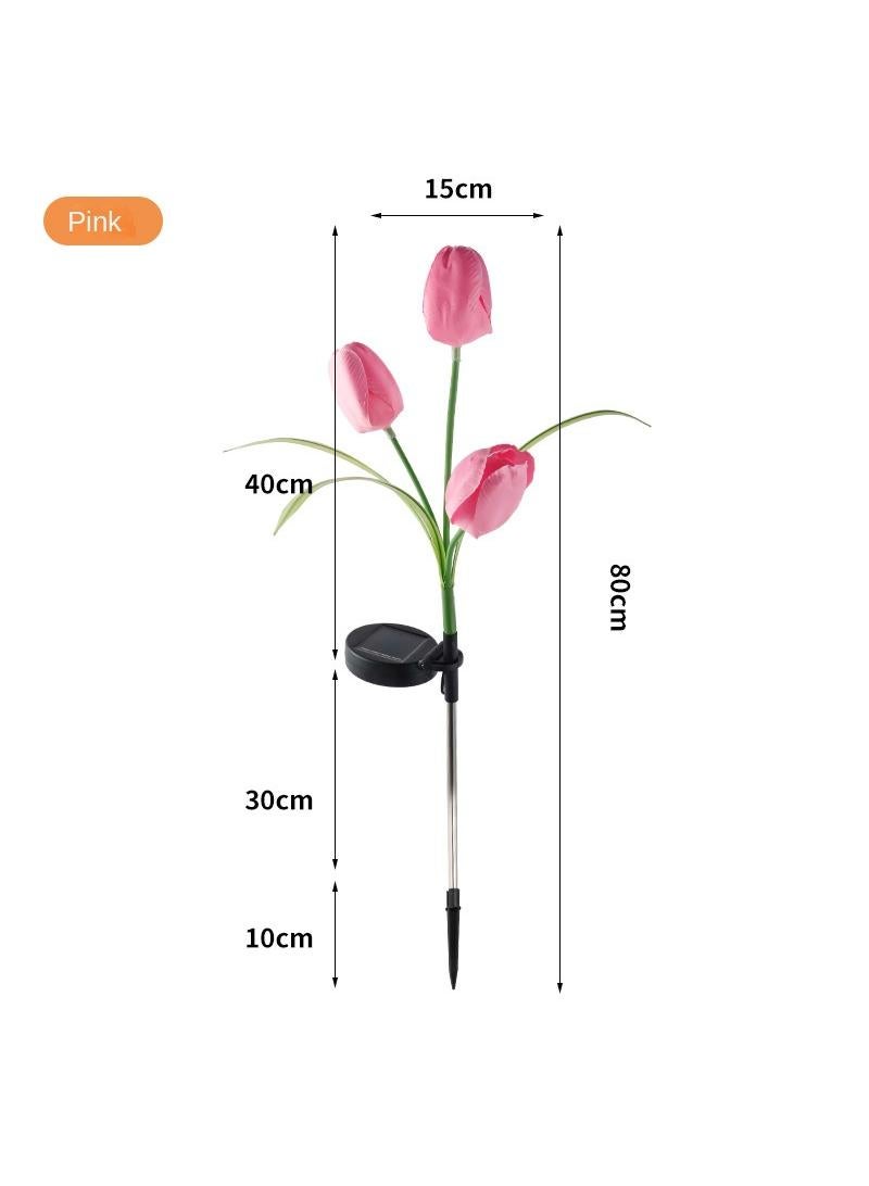 1 PCS Solar Outdoor Lights Courtyard Decorative Waterproof Tulip Lights Garden Villa Plug-in Lawn Lights Outdoor Plug-in Lights Pink