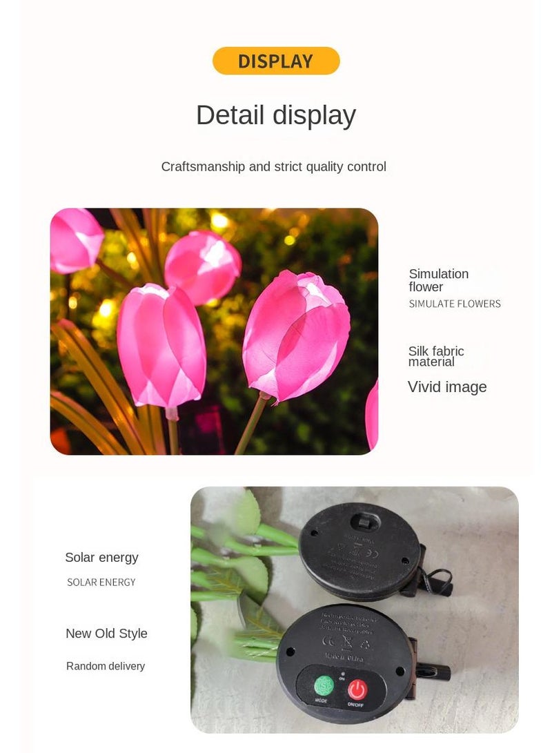 1 PCS Solar Outdoor Lights Courtyard Decorative Waterproof Tulip Lights Garden Villa Plug-in Lawn Lights Outdoor Plug-in Lights Pink