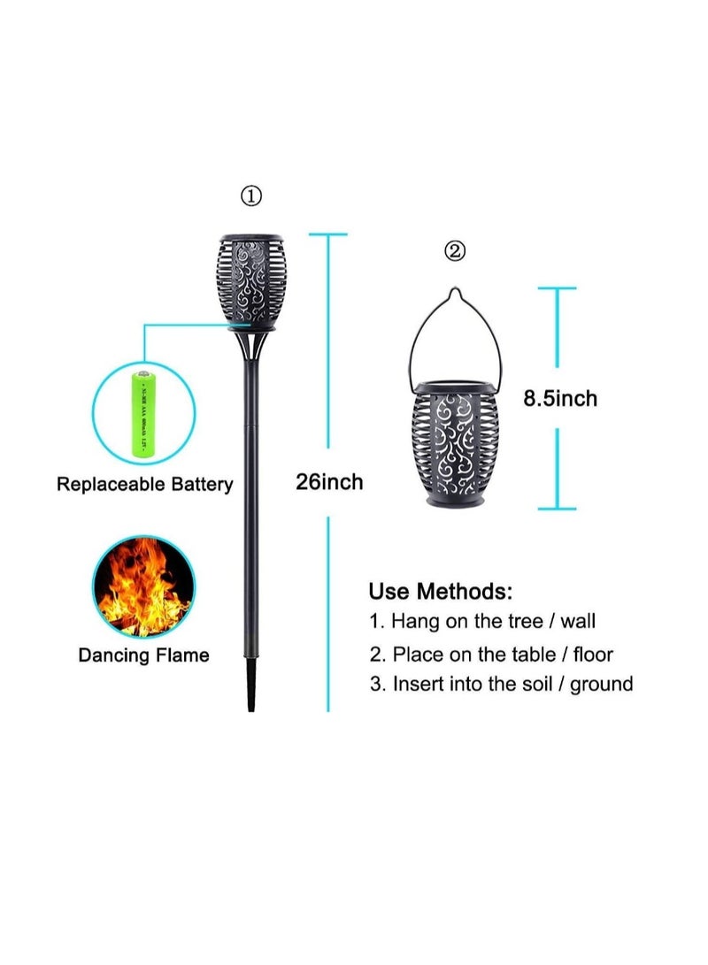 2pcs  33LED Solar Outdoor Lights, Solar Torch Light With Flickering Flame For Garden Decor Waterproof Solar Powered Outdoor Lights