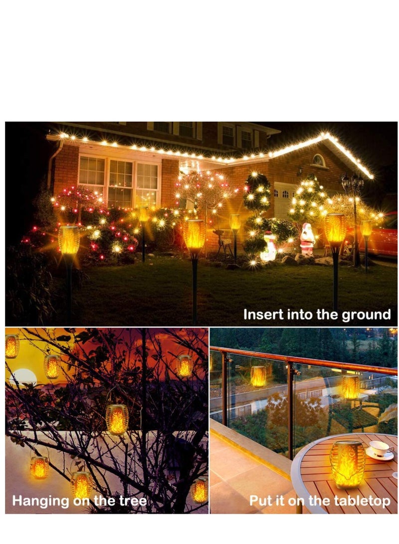 2pcs  33LED Solar Outdoor Lights, Solar Torch Light With Flickering Flame For Garden Decor Waterproof Solar Powered Outdoor Lights