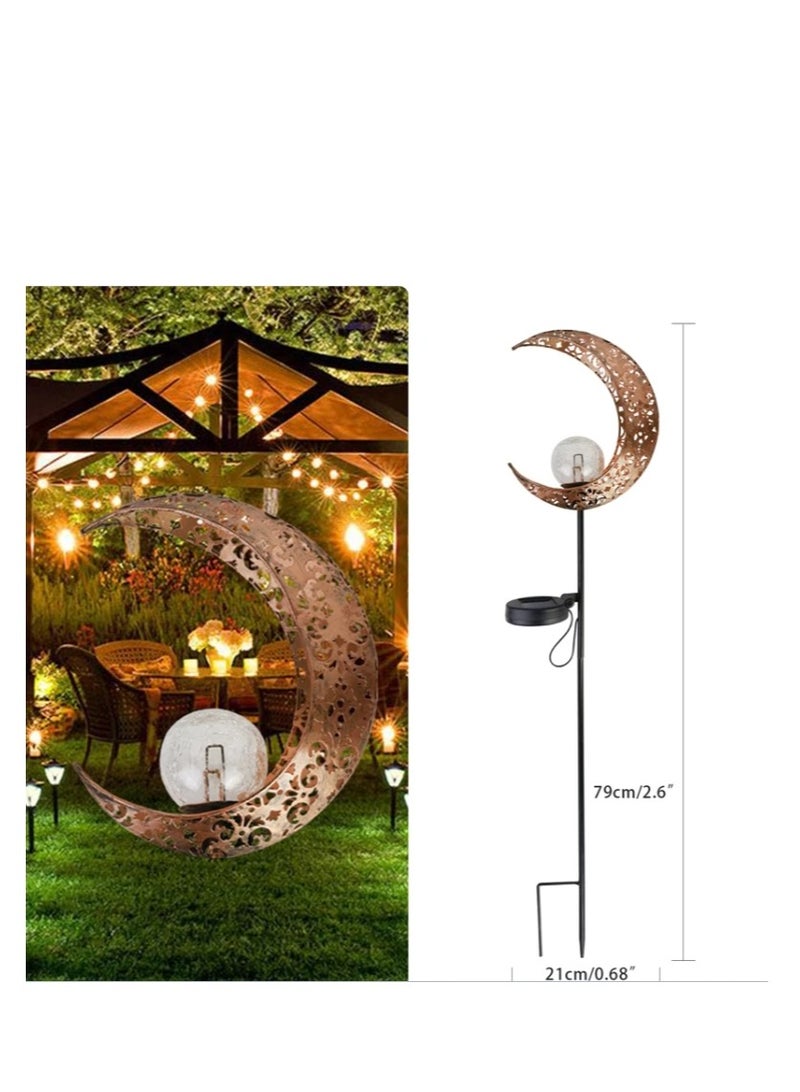 3pcs Waterproof Solar Garden Pathway Outdoor Magic Moon Crackle Glass Globe Stake Metal Solar Garden Lights Outdoor Landscape Decoration Light