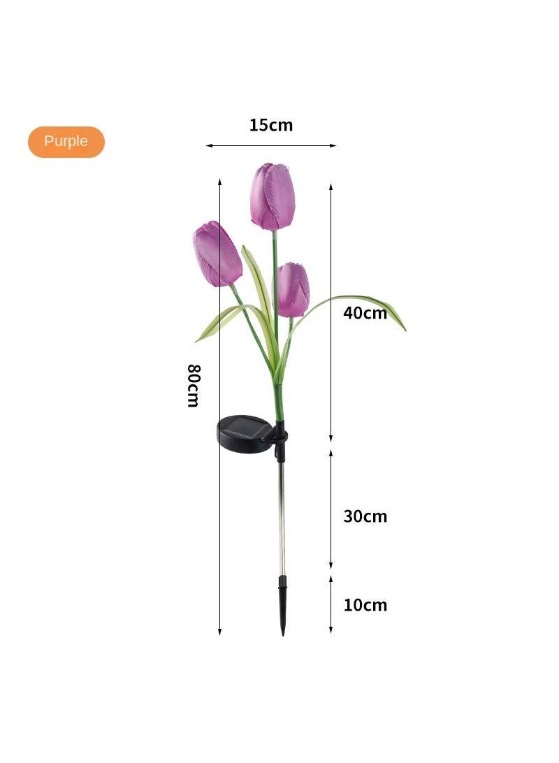 1 PCS Solar Outdoor Lights Courtyard Decorative Waterproof Tulip Lights Garden Villa Plug-in Lawn Lights Outdoor Plug-in Lights Purple