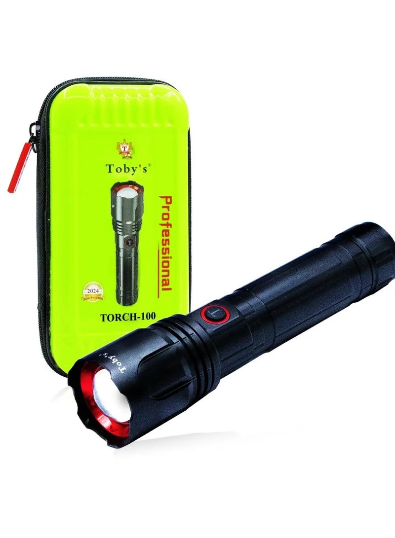 Toby's New Super Bright Flashlight Retractable Zoomable Flashlight with 5 modes( Torch 100)