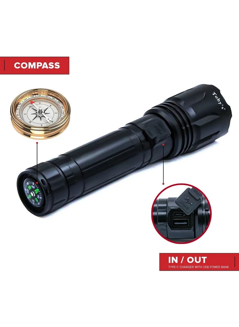 Toby's New Super Bright Flashlight Retractable Zoomable Flashlight with 5 modes( Torch 100)