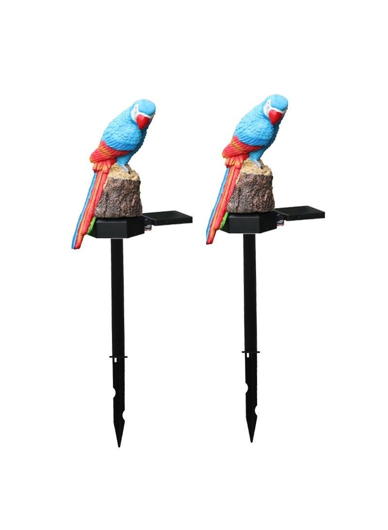 2 Pieces Parrot Shaped Solar LED Lights Effect Garden Light Auto On OR Off Dust To Dawn Outdoor Waterproof Landscape Decoration Solar Powered Security Torch Light