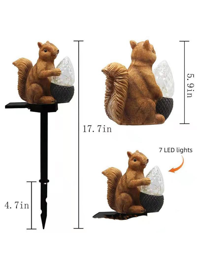 2 Pieces Crystal Squirrel Model Solar LED Lights Effect Garden Light Auto On OR Off Dust To Dawn Outdoor Waterproof Landscape Decoration Solar Powered Security Torch Light