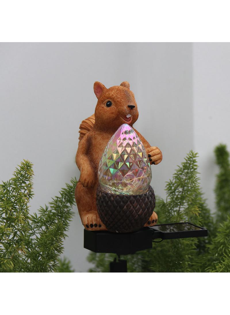 2 Pieces Crystal Squirrel Model Solar LED Lights Effect Garden Light Auto On OR Off Dust To Dawn Outdoor Waterproof Landscape Decoration Solar Powered Security Torch Light