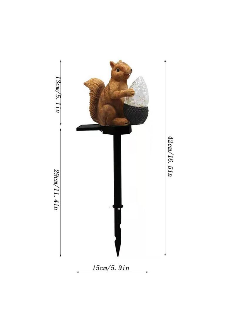 2 Pieces Crystal Squirrel Model Solar LED Lights Effect Garden Light Auto On OR Off Dust To Dawn Outdoor Waterproof Landscape Decoration Solar Powered Security Torch Light