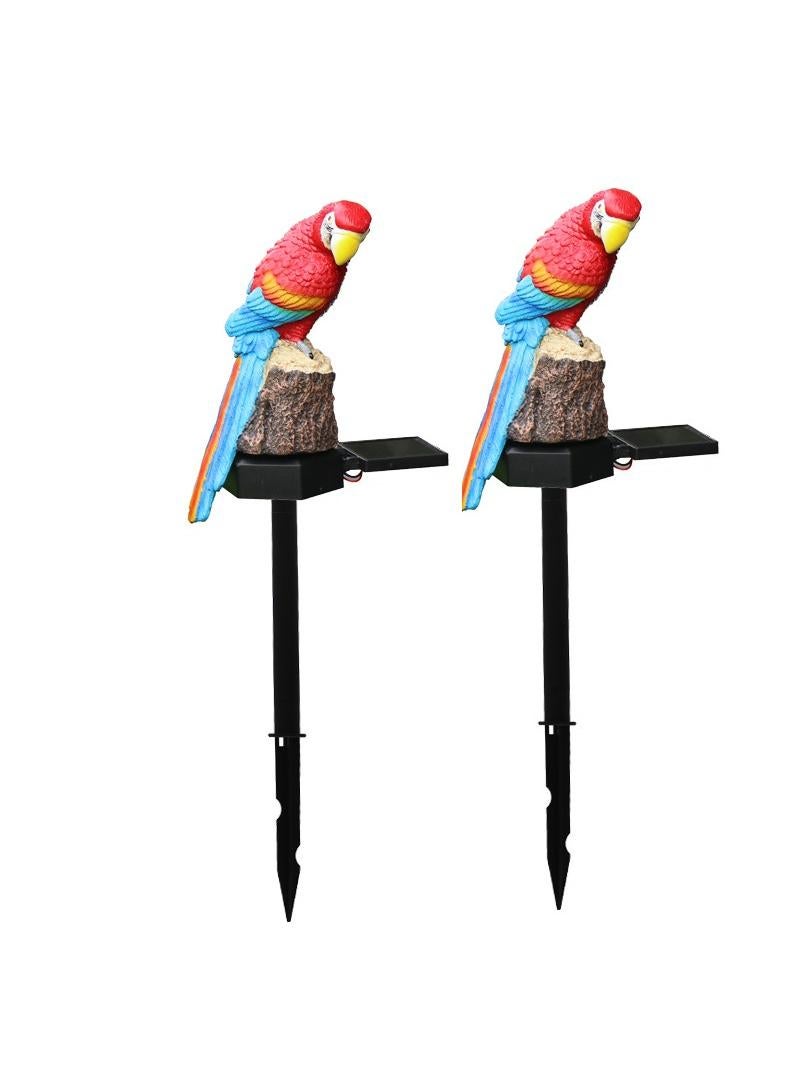 2 Pieces Parrot Shaped Solar LED Lights Effect Garden Light Auto On OR Off Dust To Dawn Outdoor Waterproof Landscape Decoration Solar Powered Security Torch Light