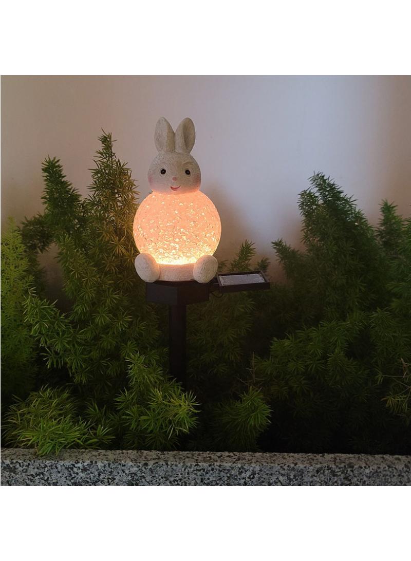 2 Pieces Colorful Rabbit Shaped Solar LED Lights Effect Garden Light Auto On OR Off Dust To Dawn Outdoor Waterproof Landscape Decoration Solar Powered Security Torch Light