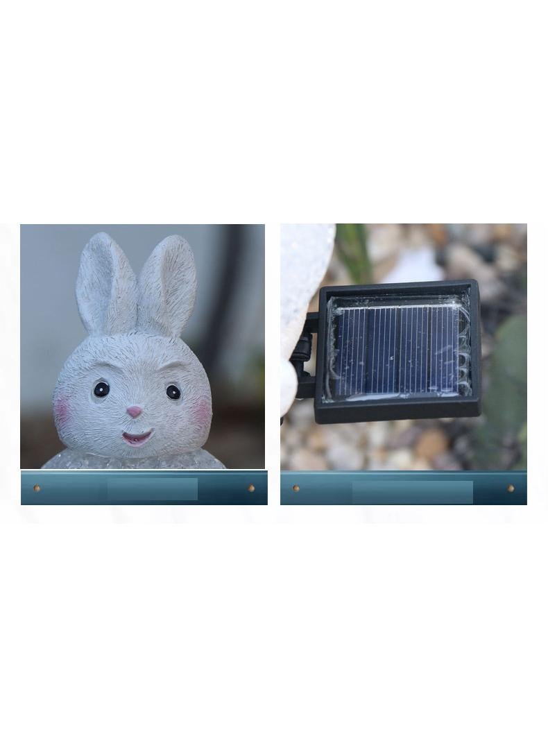 2 Pieces Colorful Rabbit Shaped Solar LED Lights Effect Garden Light Auto On OR Off Dust To Dawn Outdoor Waterproof Landscape Decoration Solar Powered Security Torch Light