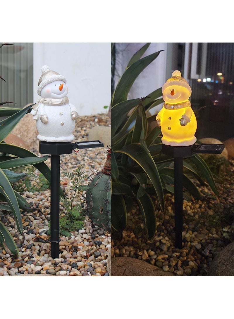2 Pieces Snowman Shaped Solar LED Lights Effect Garden Light Auto On OR Off Dust To Dawn Outdoor Waterproof Landscape Decoration Solar Powered Security Torch Light