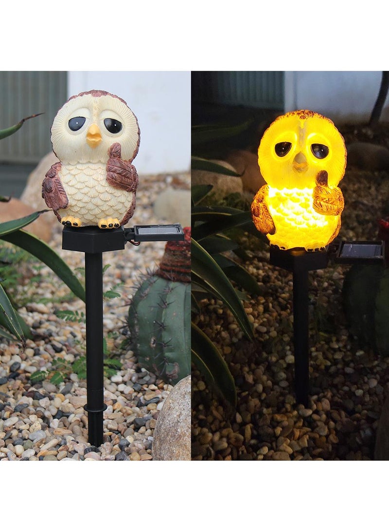 2 Pieces Owl Shaped Solar LED Lights Effect Garden Light Auto On OR Off Dust To Dawn Outdoor Waterproof Landscape Decoration Solar Powered Security Torch Light
