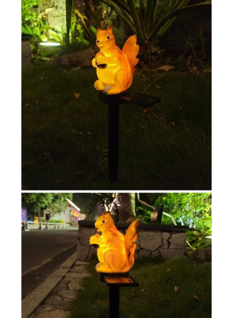 2 Pieces Squirrel Shaped Solar LED Lights Effect Garden Light Auto On OR Off Dust To Dawn Outdoor Waterproof Landscape Decoration Solar Powered Security Torch Light