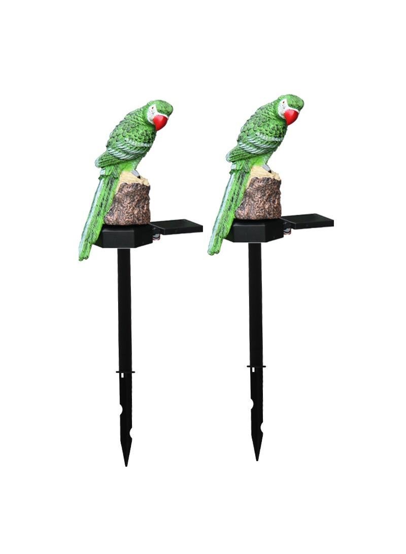2 Pieces Parrot Shaped Solar LED Lights Effect Garden Light Auto On OR Off Dust To Dawn Outdoor Waterproof Landscape Decoration Solar Powered Security Torch Light