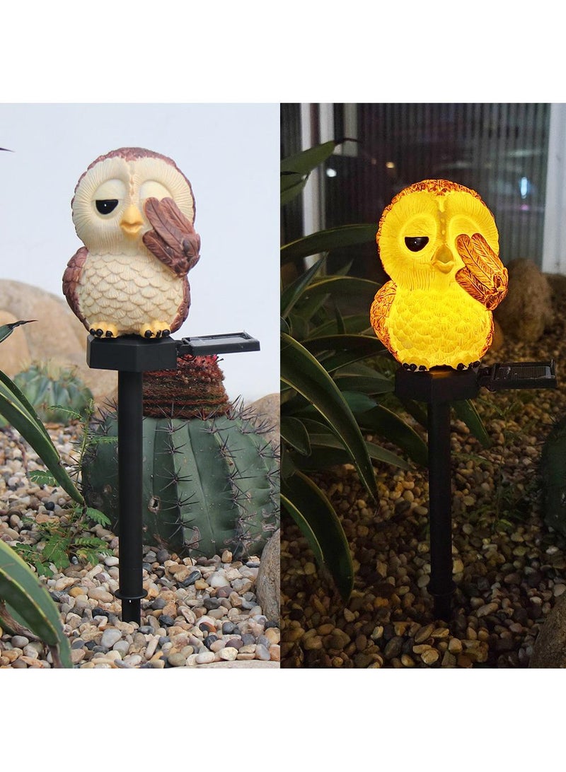 2 Pieces Owl Shaped Solar LED Lights Effect Garden Light Auto On OR Off Dust To Dawn Outdoor Waterproof Landscape Decoration Solar Powered Security Torch Light
