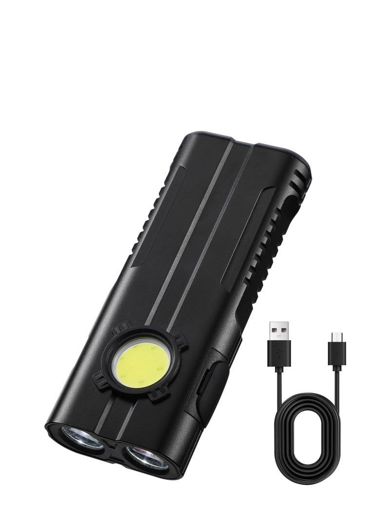 Small Powerful Torch LED, Super Bright 1000LM LED Keychain Flashlight, Rechargeable 300 Meters IPX4 Small Powerful Pocket Torch, with 7 Light Modes & Magnetic Tail, for Camping and Emergency Use