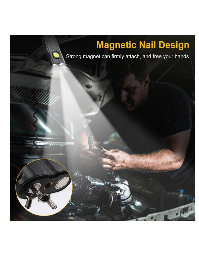 Small Powerful Torch LED, Super Bright 1000LM LED Keychain Flashlight, Rechargeable 300 Meters IPX4 Small Powerful Pocket Torch, with 7 Light Modes & Magnetic Tail, for Camping and Emergency Use