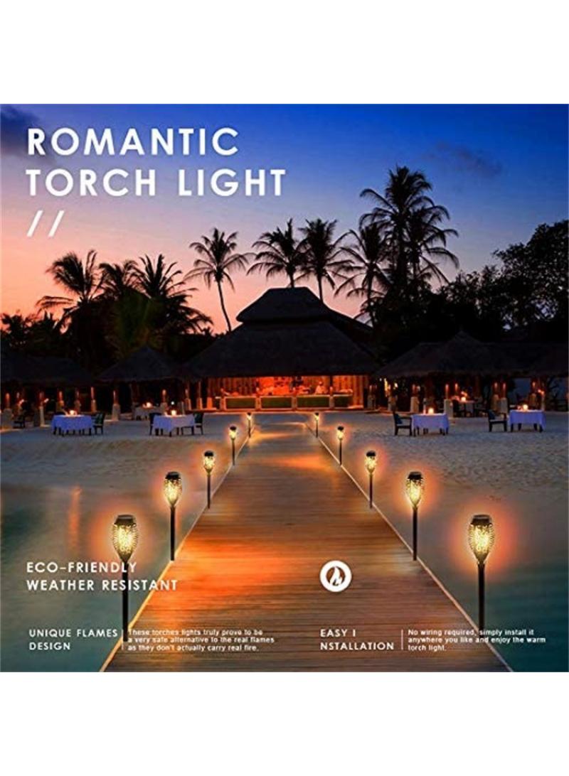 10-Piece Solar Powered Flame Lamp Torch Light Set Black