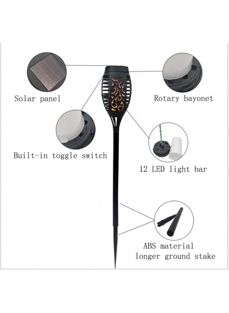 10-Piece Solar Powered Flame Lamp Torch Light Set Black