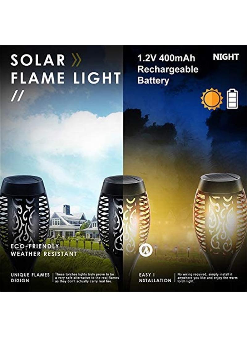 10-Piece Solar Powered Flame Lamp Torch Light Set Black