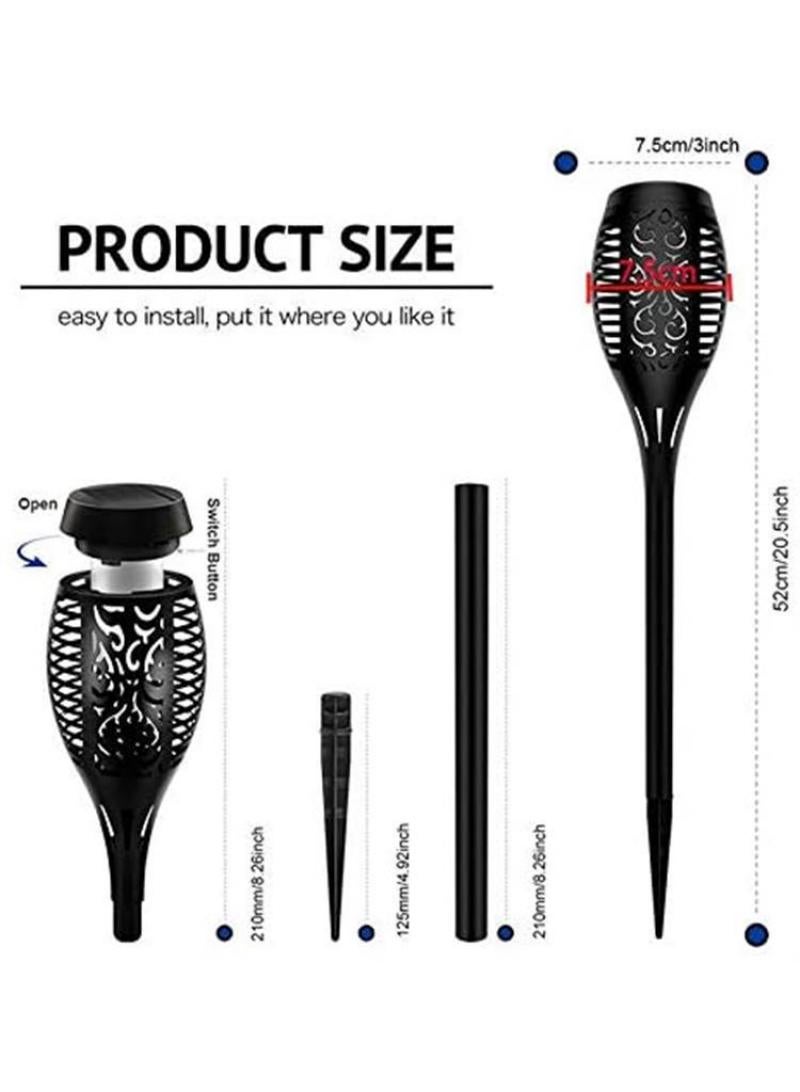 10-Piece Solar Powered Flame Lamp Torch Light Set Black