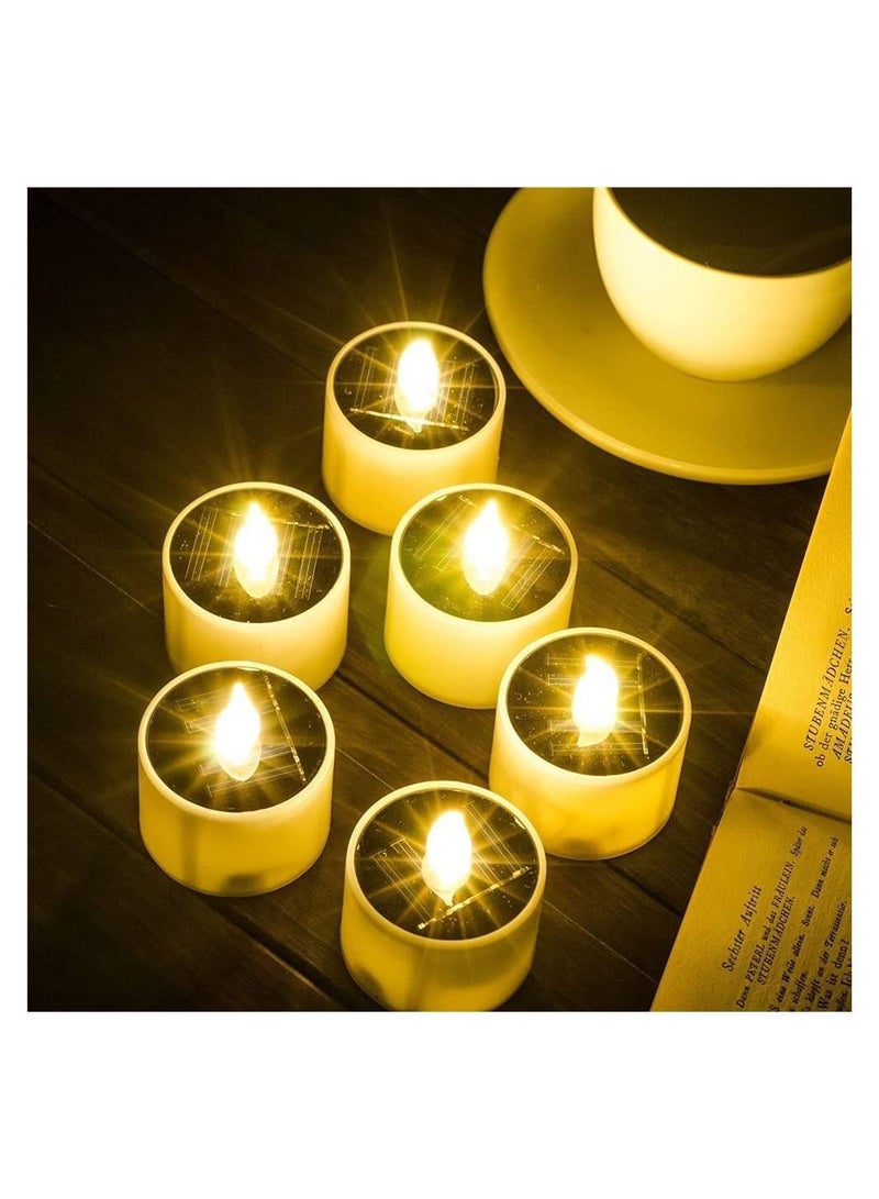 Solar Candle Light, Power Tea Lights Outdoor Candle, IP65 Waterproof Rechargeable LED Candles, Garden Camping Party Home Decorations, 2.3