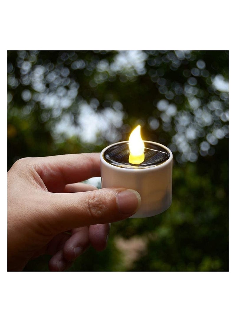 Solar Candle Light, Power Tea Lights Outdoor Candle, IP65 Waterproof Rechargeable LED Candles, Garden Camping Party Home Decorations, 2.3